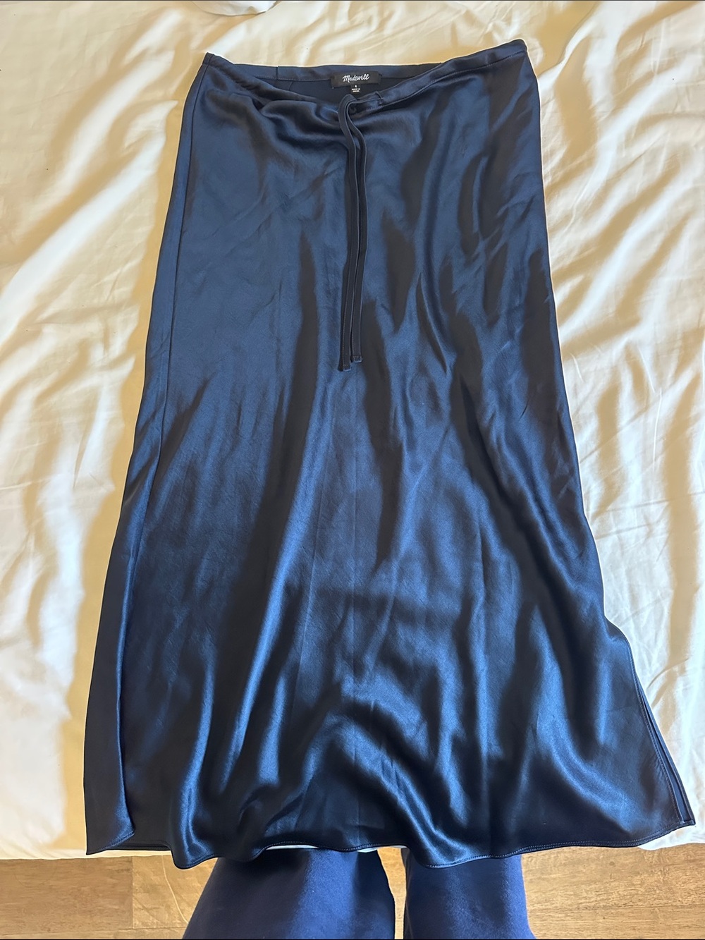 Madewell Slate Blue Satin Maxi Skirt